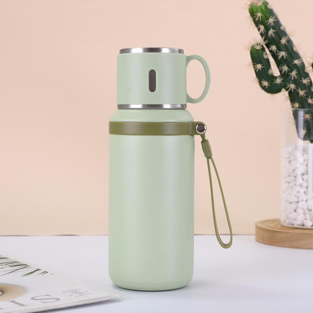 Water Bottle Stainless Steel Thermos Cup Tea Separation Water Cup Large Capacity Portable Kettle with One Lid Dual Purpose