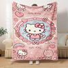 1pc Hello Kitty Pink Floral Frame Home Flannel Blanket - Seasonal Universal Comfortable Washable Gift for All Ages Suitable for All Family A