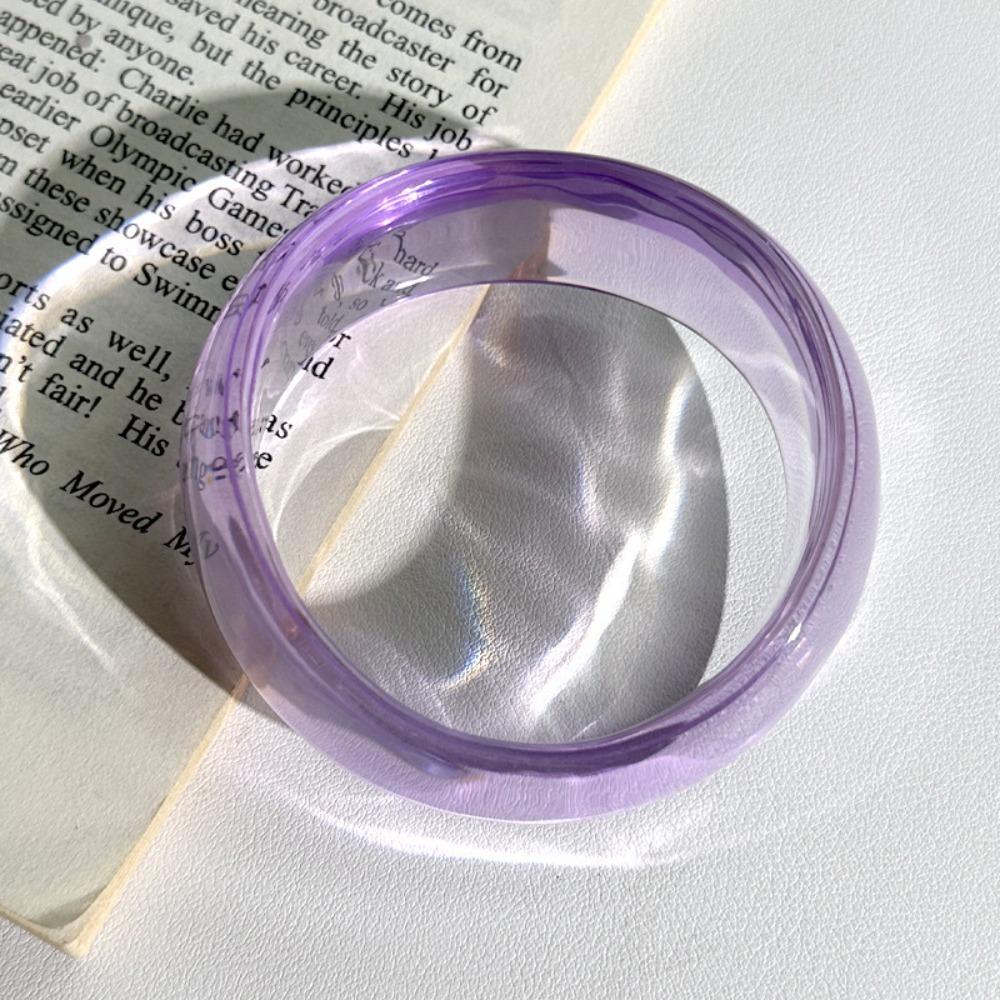 Transparent Jelly Color Wide Bracelet Gradient Geometric Irregular Bangle  Girls