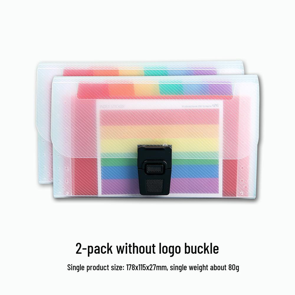 Rainbow 13-Compartment Mini Accordion Folder - A6 Multi-layer Document and Receipt Organizer with Snap Button Closure.