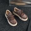 Leather platform women's spring new retro lace-up board shoes increase height and versatility