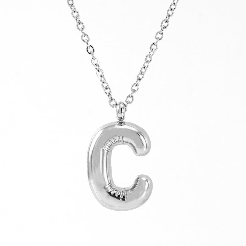 Fashionable Plump Stainless Steel Alphabet Necklace For Women