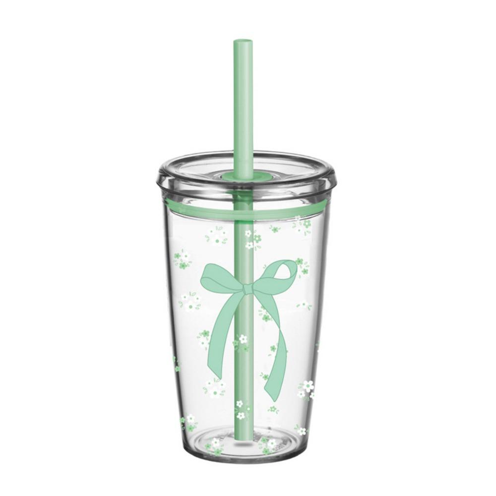 

Transparent Straw Cup 450ML Drink Cup Cute Water Bottle Home Office Style 8