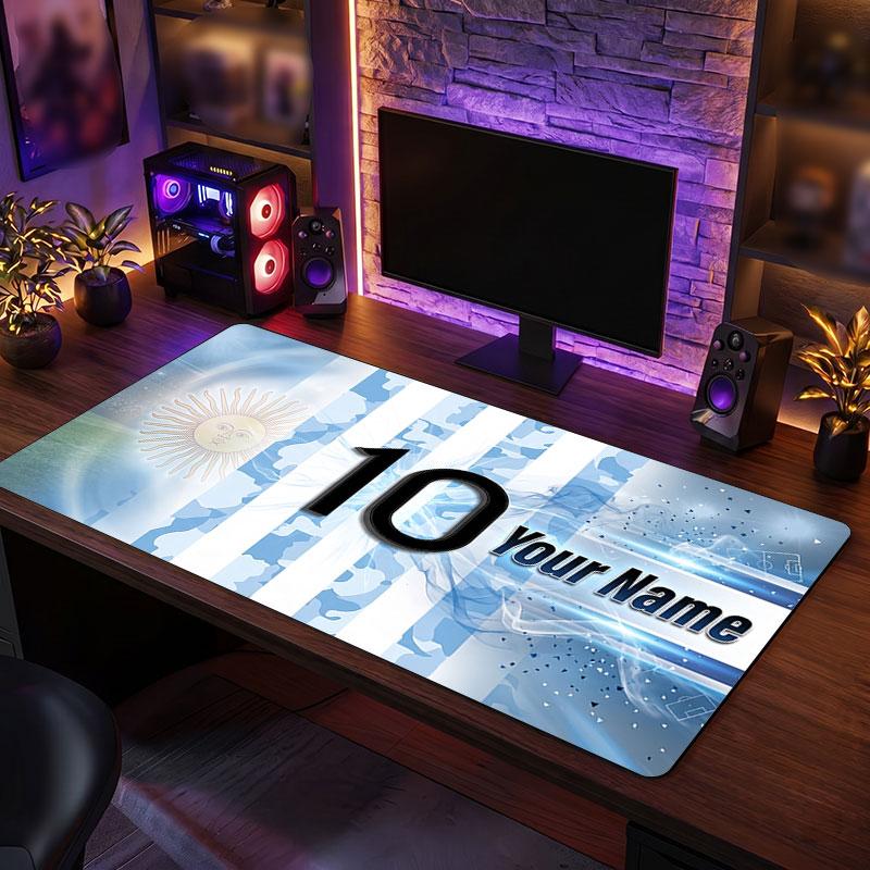 Tappetino per Mouse Grande Personalizzato Lionel Messi, Stampa Testo Nome Personalizzato, Tappetino da Scrivania Antiscivolo con Logo Calcio, Regalo per Gamer