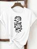 (Asian Size) Tee Print Fashion Top Women Clothing T Shirt Woman Female Sweet Flower Lovely Cute Short Sleeve Graphic T-shirts