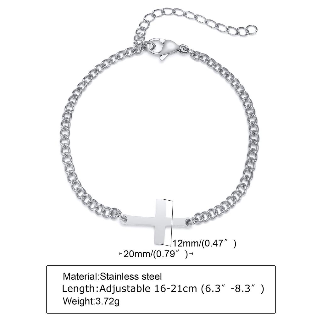 Stainless Steel Cross Religious Christian Bracelet Wristband Jewelry,Waterproof Never Fade Jewelry Gifts for Him