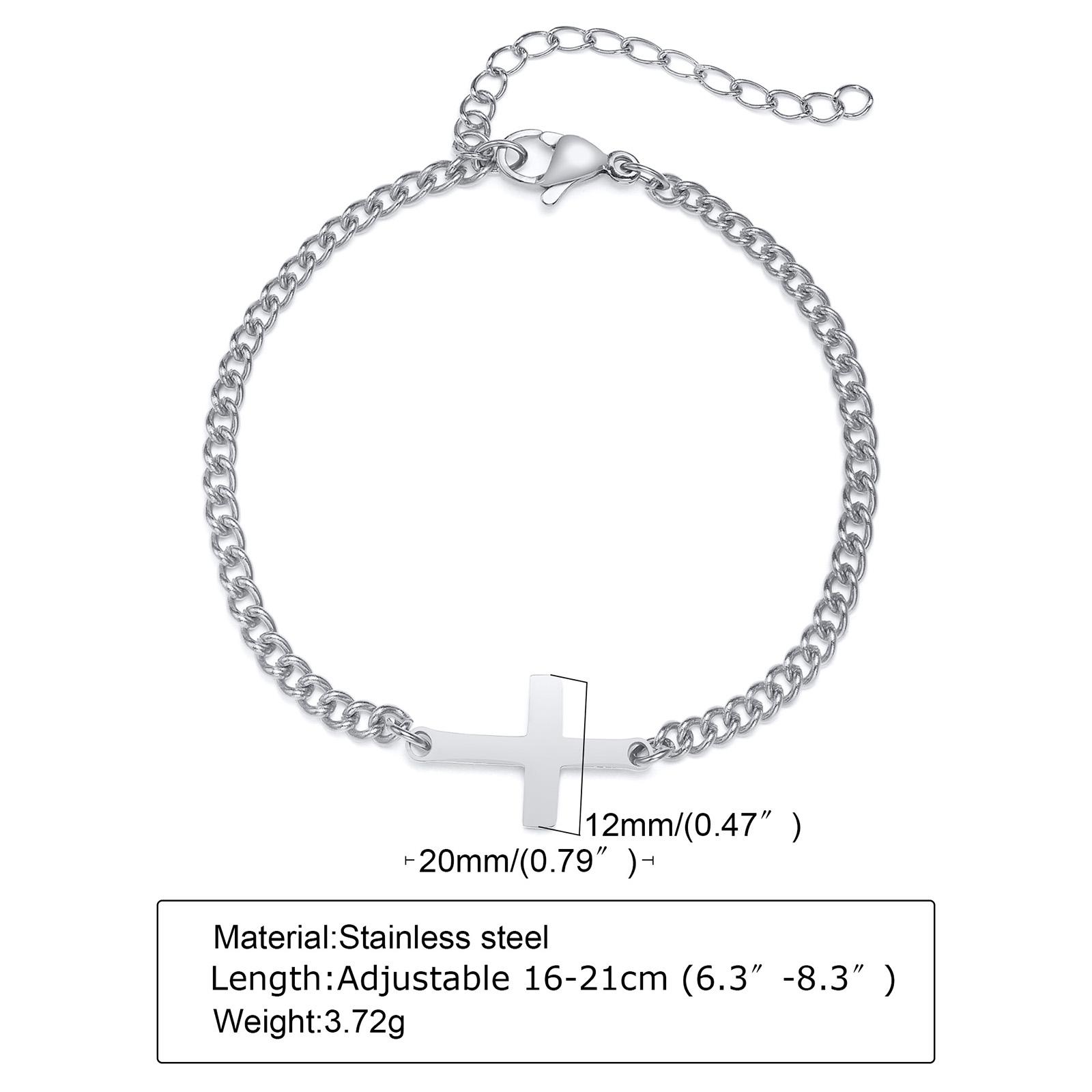 Stainless Steel Cross Religious Christian Bracelet Wristband Jewelry,Waterproof Never Fade Jewelry Gifts for Him