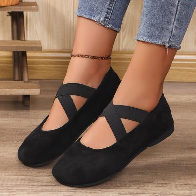 Moda Otoño Mujer Zapatos Planos Mary Janes Punta Redonda Bailarinas para Mujer Zapatos de Correa con Hebilla Damas Boca Baja Negro Zapato Único