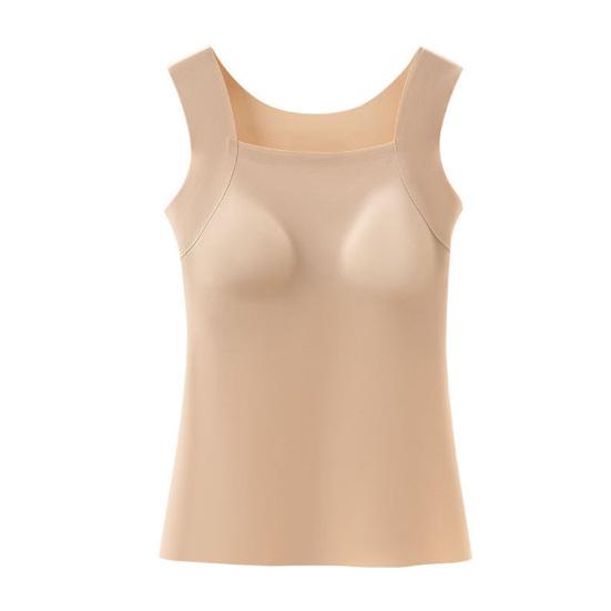 Women Bottom Bra U-Neck Sleeveless Super Soft Stretch Fabric Built-In Comfort Bra Wireless Padding Slim Fit Layering Tops