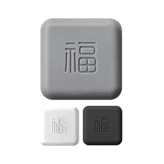4Pcs Door Handle Bumper Square Anti-collision Silicone Fu Character Door Stopper Wall Protector Pad for Home