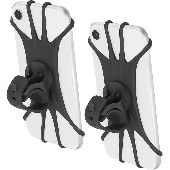 PATIKIL 2Pcs Bike Phone Mount, 360° Rotation Silicone Motorcycle Phone Holder for 3 - 6.5 Phones Adjustable Phone Mount for Motorcycle Bicycle