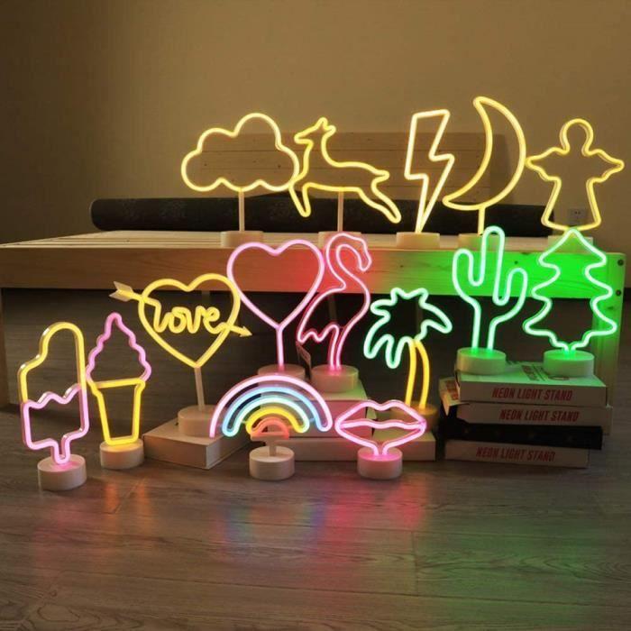 Enseigne lumineuse au néon led - cactus - vert - rechargeable usb - décoration intérieure - 10w