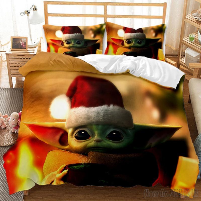 Bedding Set Anime Yoda Baby Double Twin Full Queen King Kids Bedclothes Duvet Cover Pillowcase Decoration Christmas Gifts