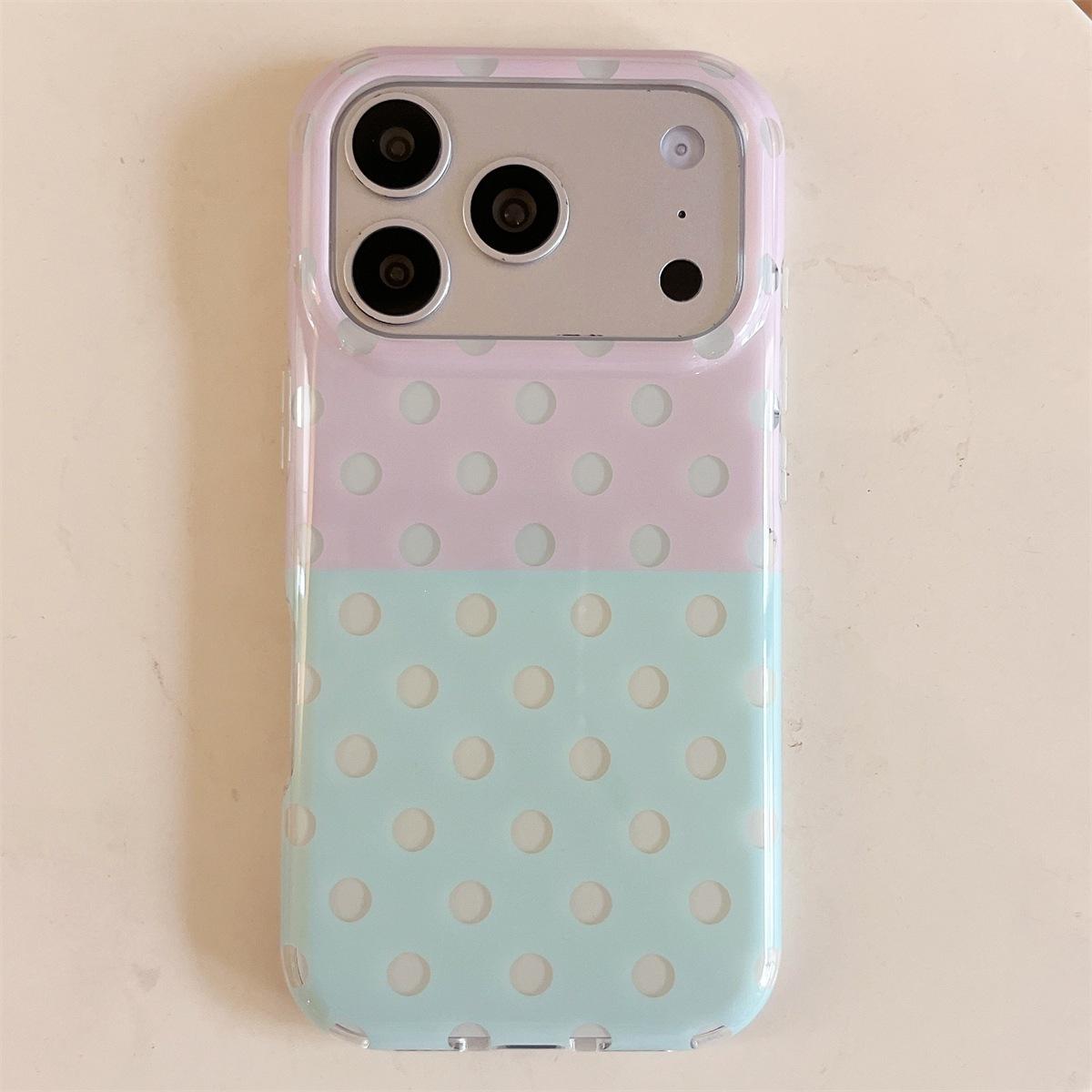 

Polka Dot Color Block Anti-Fall Case for iPhone 15/16/17 PROMAX 16