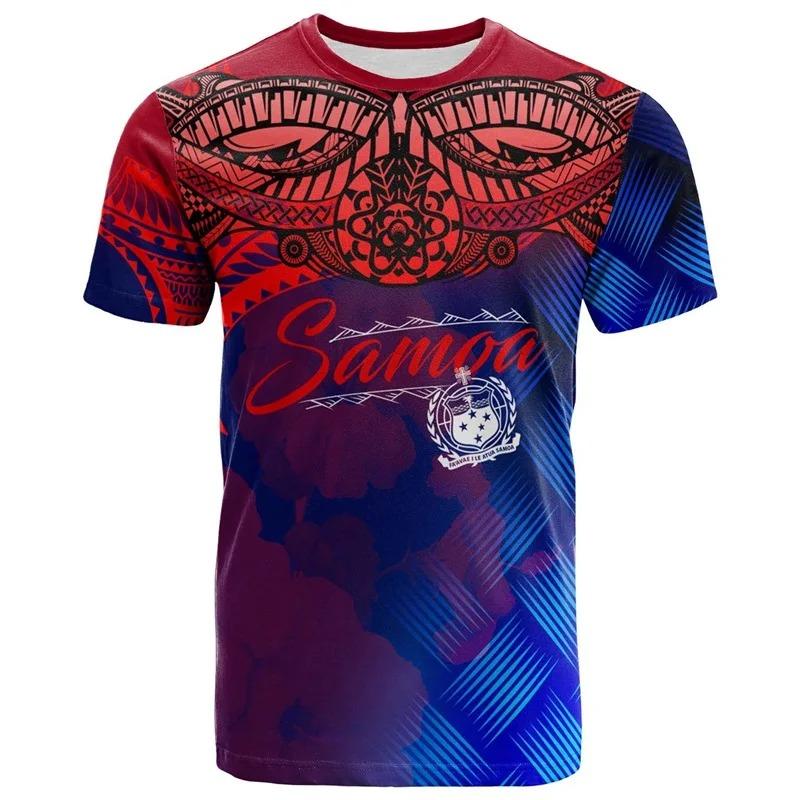 3D Printed Samoan Flag T-Shirt For Men New In Summer Short Sleeves Polynesian Tshirts Clothes Men's Oversized Tee Shirts