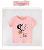 New European Style Girls' Cartoon T-Shirt - Round Neck, Short Sleeve, Summer Wear for Kids