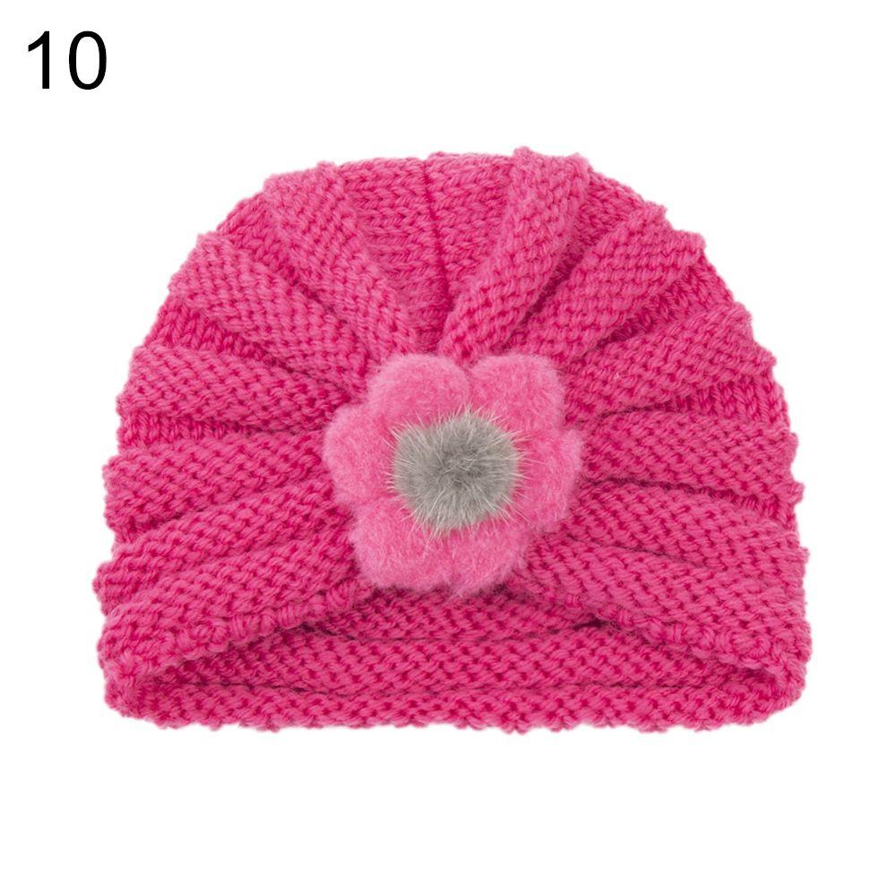Toddler Outdoor Big Flower Infant Newborn Winter Baby Hat Beanie Cap Knitted Hats Kids Bonnet Hat