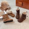 Girls' Fleece-lined Mid-calf Boots, New Winter Korean-style Fleece Boots for Girls, Soft-soled Dual-use Cotton Boots for Baby Girls