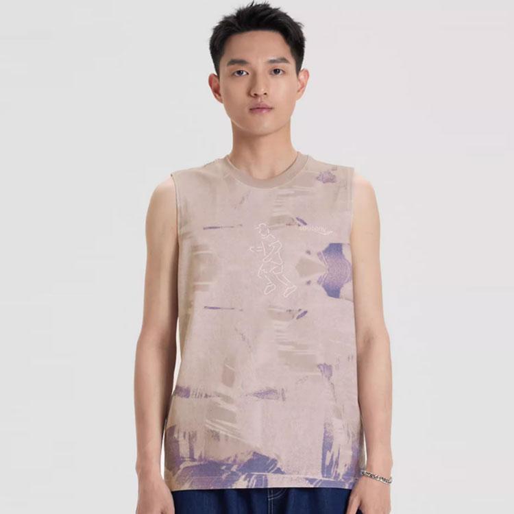 Saucony Tie-Dye Print Crew Neck Sleeveless T-Shirt Men tops Blue Brown SC2239073-2