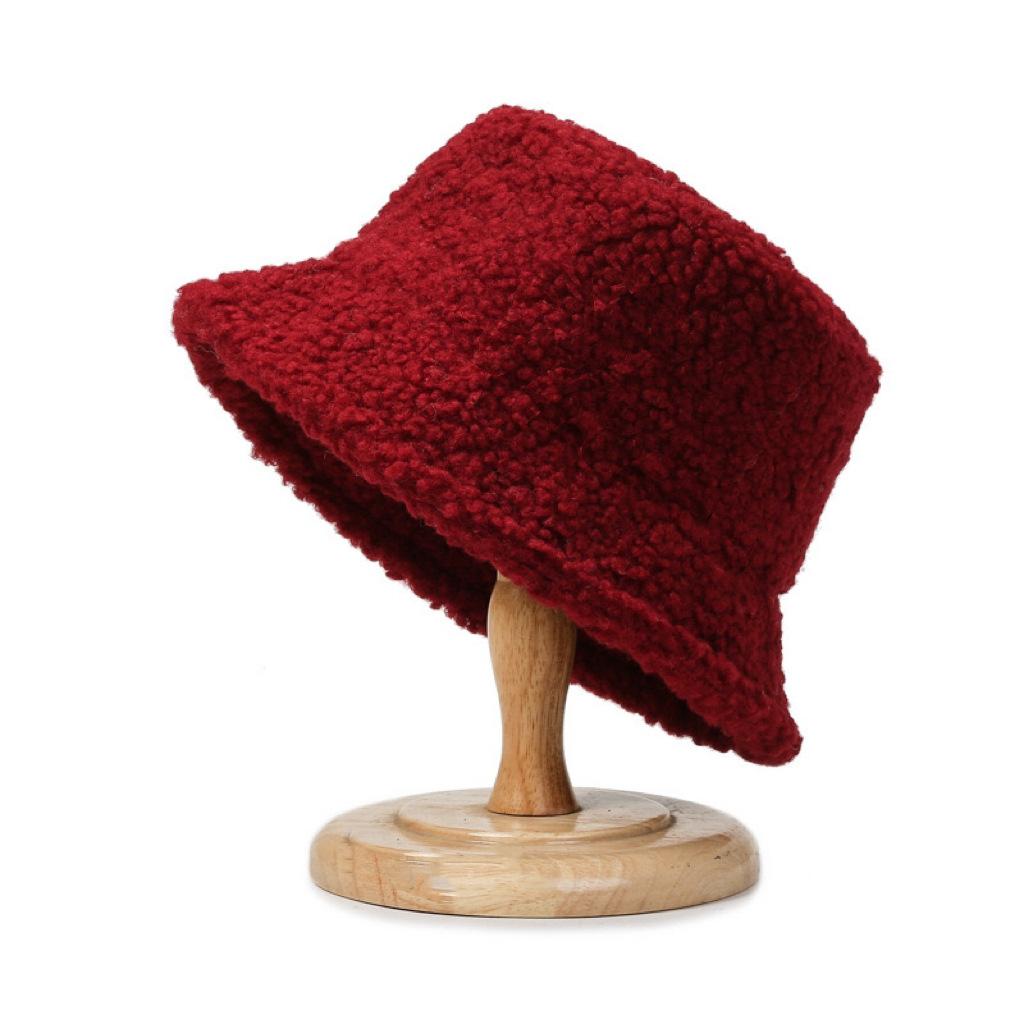 

Штучна жіноча шапка з ягнятиної вовни Тепла жіноча шапка зі штучного хутра Зимова жіноча капелюх-відро Капелюх від сонця на відкритому повітрі Жіноча шапка винний