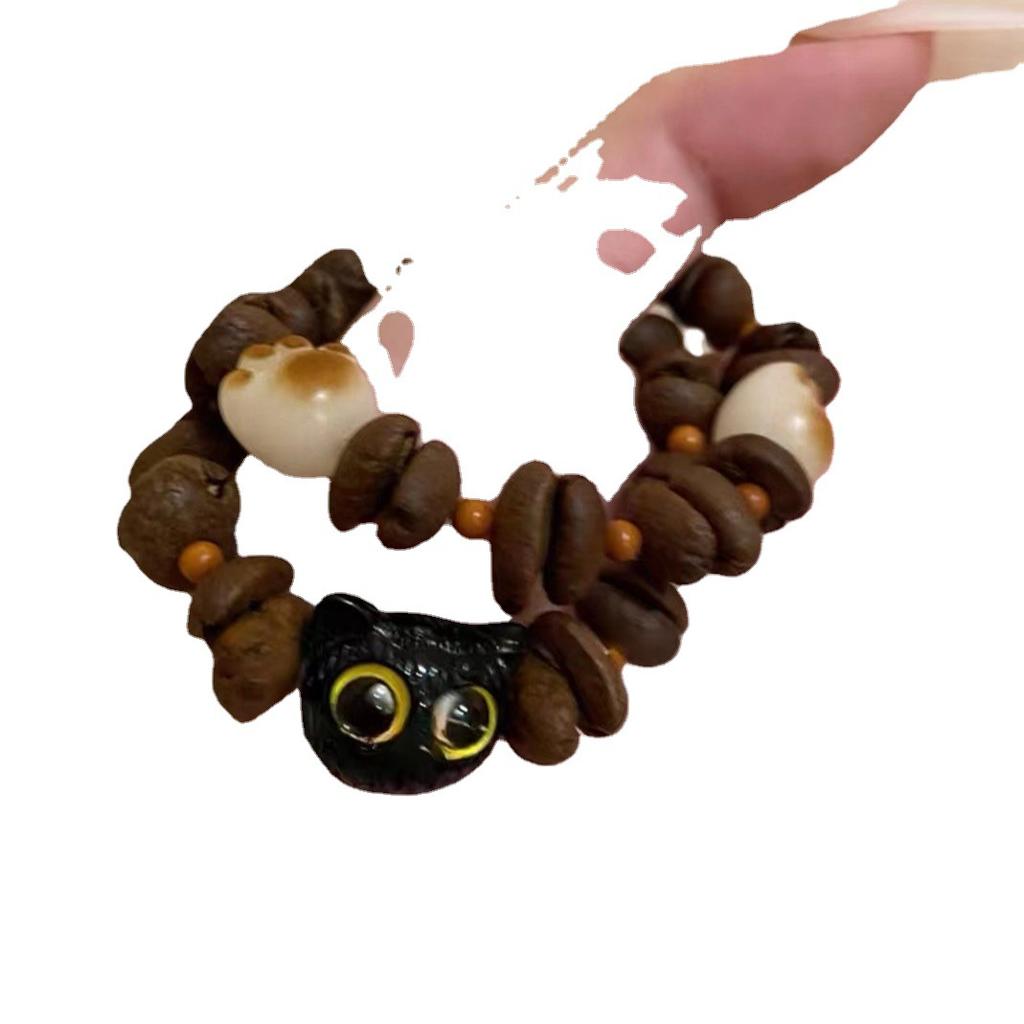 Coffee Bean Cat Paw Cute Braided Rope Bracelet for Girls, Stylish and Unique Bracelet, New Couple's Jewelry