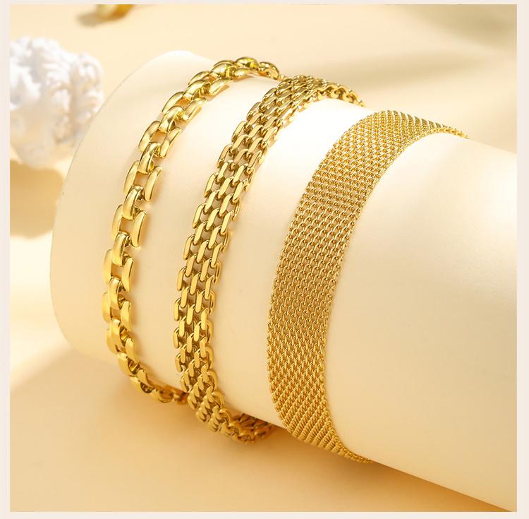Waterproof Mesh Chain Bracelet Adjustable, 18k Gold Plated Link Braeclet Non Tarnish Wholesale Jewelry