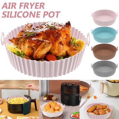 Air Fryer Silicone Pot 6.88inch Reusable Air Fryer Silicone Basket Pot Replacement for Paper Round Silicone Baking Pan