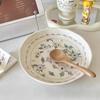 High End Ceramic Plate 8.5 Inch High Temperature Applique Craft Deepen Dessert Cake Dishes French Style Flower Pattern Tableware