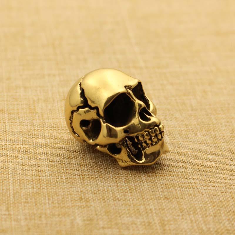 Solid Heavy Brass Skull Head Ornament Table Figurines Decorations Copper Punk Hip Hop Home Decors Accessories Bronze Miniatures