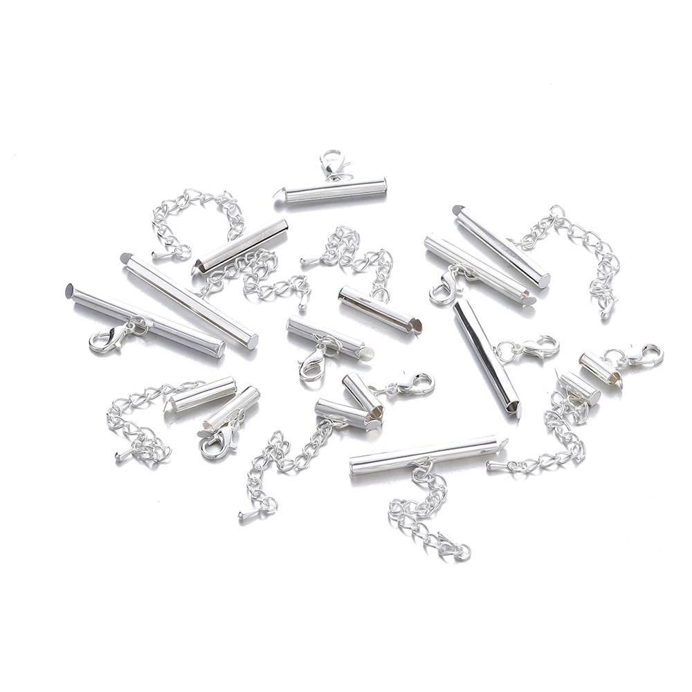 10sets/lot 10-40mm Lobster Clasps Hooks Bracelet End Connectors Slider Clasp Extending Chain For DIY Jewelry Making Finding