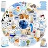 10/30/50pcs Blue Ins Style Cream Art Cartoon Stickers Aesthetic Food Milk Bread Sticker Decorative Phone Diary Kawaii Decals Toy