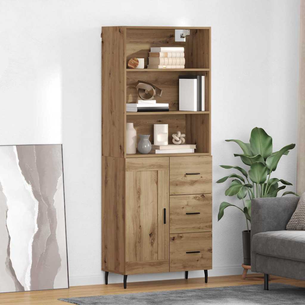 Highboard with Drawers Artisan Oak 27.4 x 13.4 x 70.9 in (69.5 x 34 x 180 cm)
