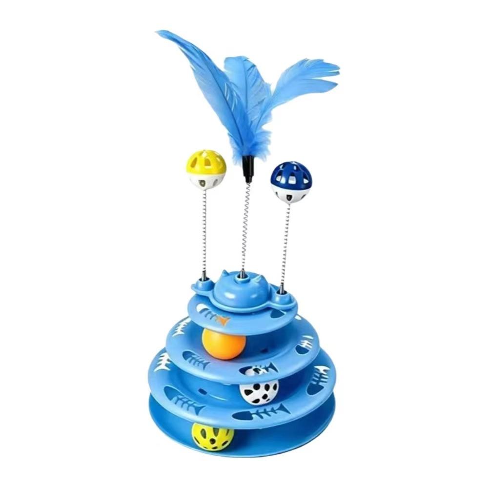 Rotating Ball Cat Track Ball Toy Multi Layer Spring Wand Toy Interactive Cat Toy Training