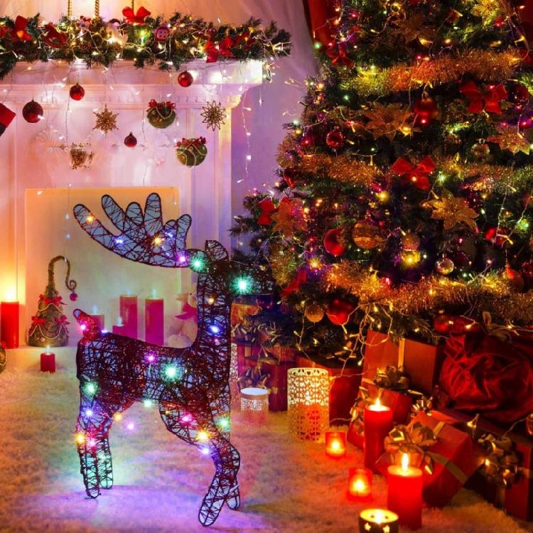 Christmas Wrought Iron Deer Figurine with Led Light Holiday New Year Party Decor