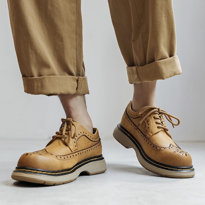 Pánské prolamované boty s rytím 2024 Móda Neformální obuv Pohodlné venkovní kožené tenisky Pánské boty Kovbojské boty Motocyklové boty