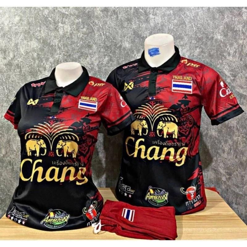 THAILAND National Football Soccer Polo Shirt Sport Training JERSEY CHEER Print Quick Dry Short Sleeve Uniform Elephant Logo Design Polyester Spandex