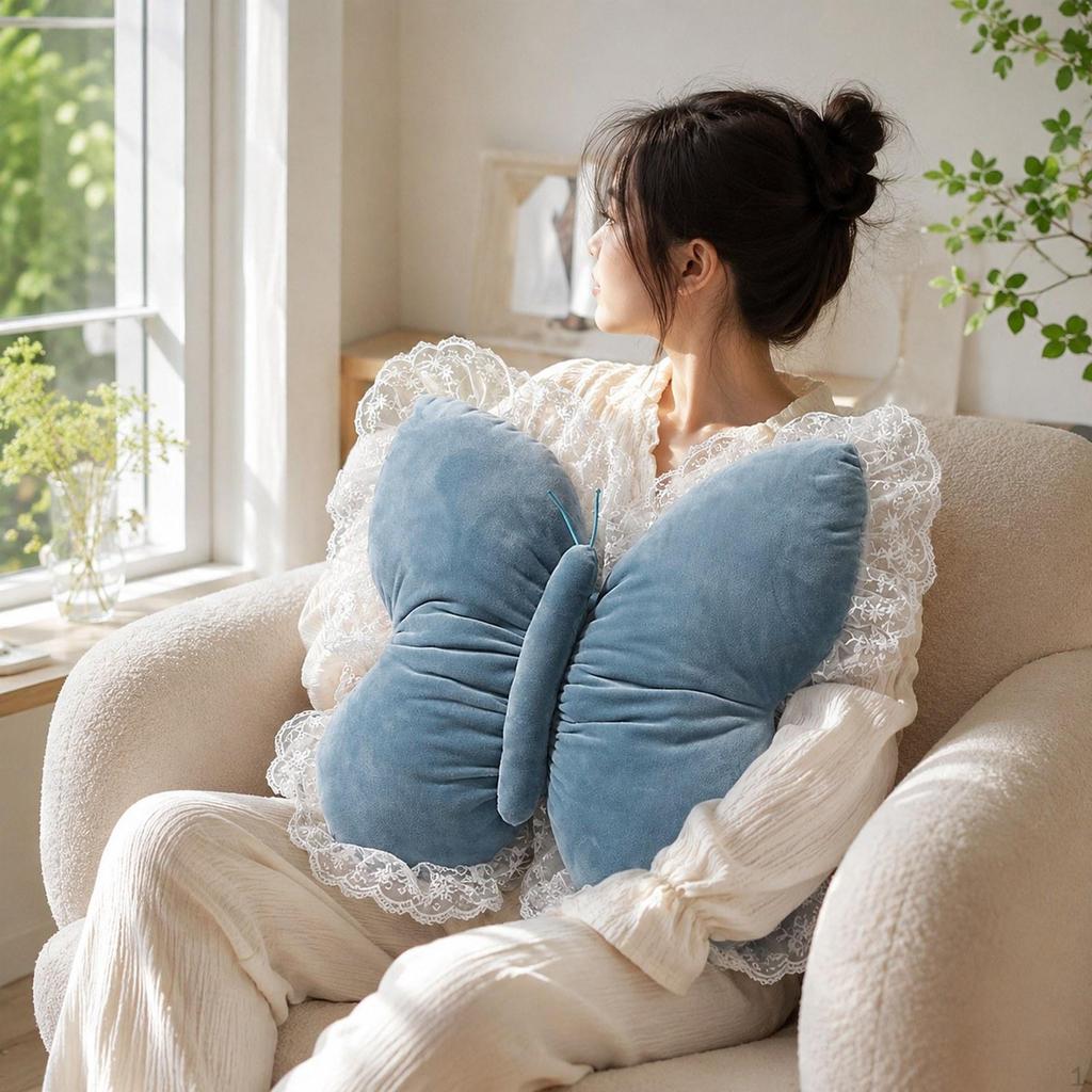 16" Butterfly Shaped Back Cushion Throw Pillows for Bedroom Office Decor