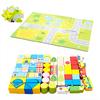 62-Piece Wood City Traffic Building Blocks