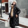 Cotton Coat Women's Mid-length Winter Coat New Large Size Korean Style Loose Diamond Pattern Thickened Cotton Coat