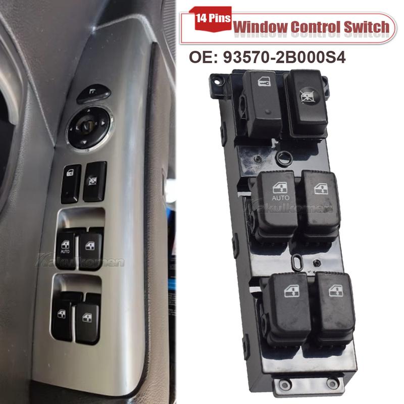 Red Light 93570-2B000S4 For Hyundai Santa Fe CM 2007-2011 Front Left Master Power Window Switch Assy 371491-110 93570-2B730