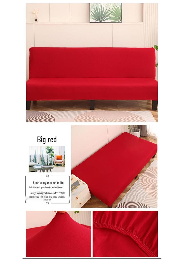 Solid Color Foldable Armless Sofa Bed Cover
