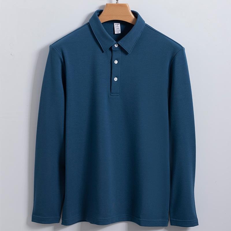 320g Modální Kapradinové Pánské Tričko s Dlouhým Rukávem Akrylová Základní Košile Podzimní Oblečení Polokošile