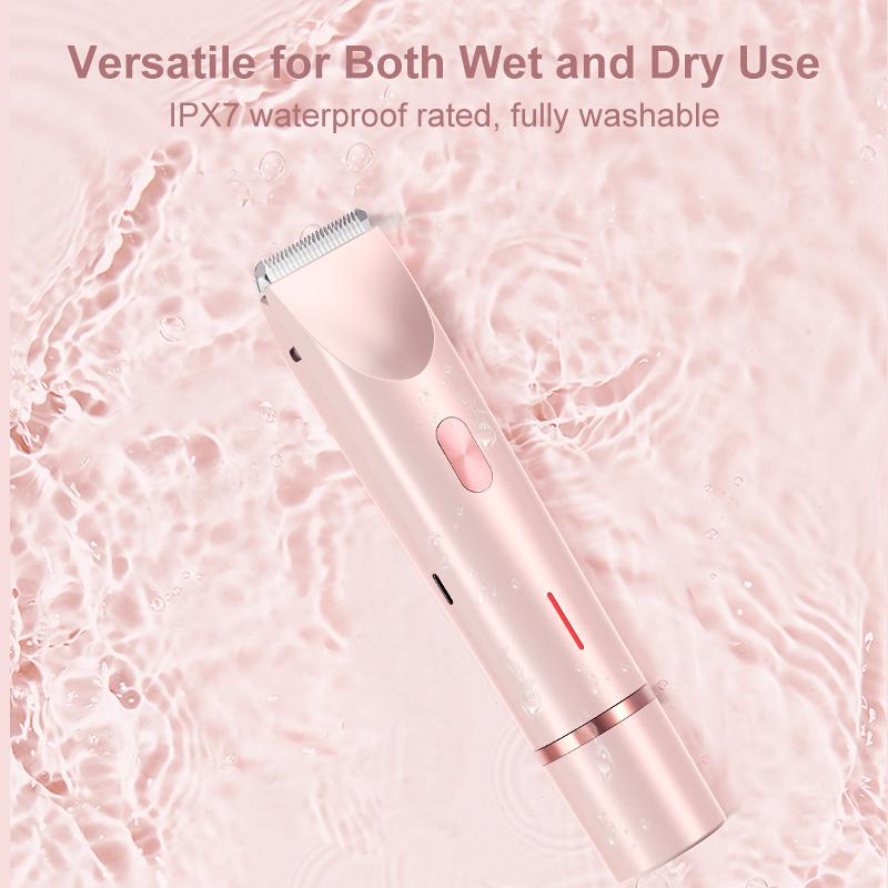 2 in 1 IPX7 Anti-Wasser-Folienrasierer für Frauen, rosa, elektrischer Rasierer für Frauen, Rasur, Haarentfernung, Achselhaarschneider für Damen, USB-C-Aufladung