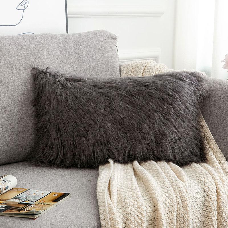 45/50cm Cushion Cover Modern Simple Soft Fluffy Pure White Plush Pillow Home Cushion Artificial Imitation Wool Pillow Cover