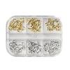 New 6-grid jewelry ins metal gold and silver mini bow nail art jewelry