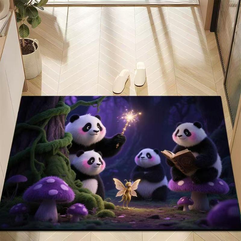 Cute Panda Diatomite Bath Mat - Super Absorbent Fast Dry Door Mat Anti-Slip Waterproof Floor Mat for Bathroom Kitchen Laundry Room