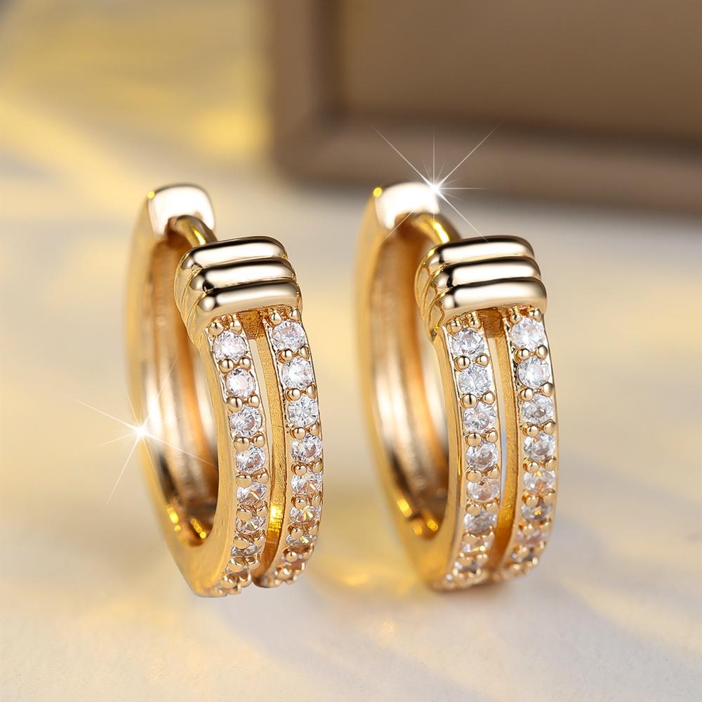 

Серьги-кольца с кубическим цирконием для женщин, роскошные золотистые серьги-кольца, ювелирные подарки золотой