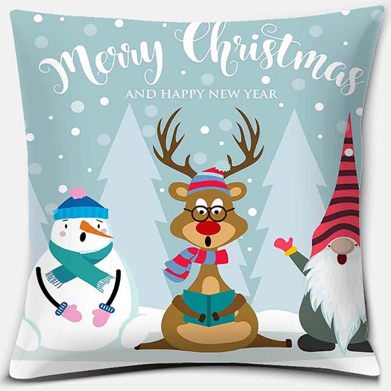 Santa Print Series Pattern Pillowcase Square Pillowcase Home Office Decoration Pillowcase