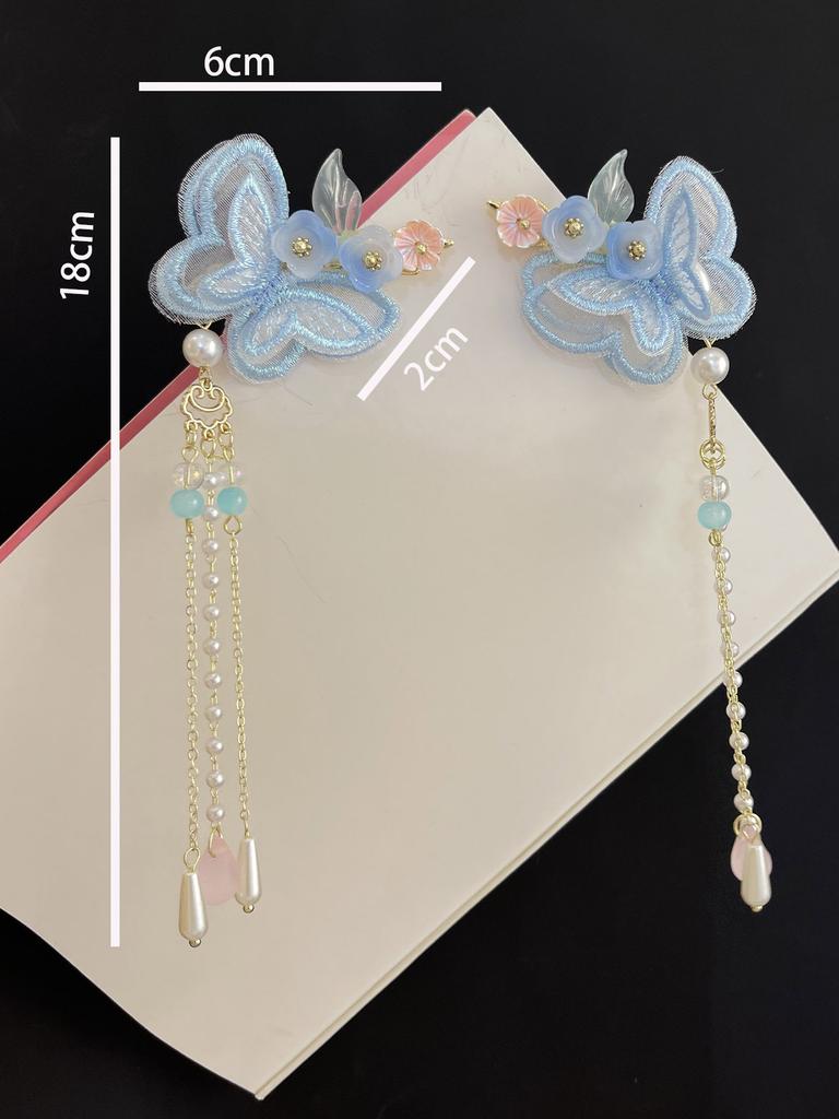 Vintage Chinese Style Hair Clip Handmade Tassel Flower Hair Clip For Women Girls Elegant Hanfu Metal Jewelry Hair Accessories