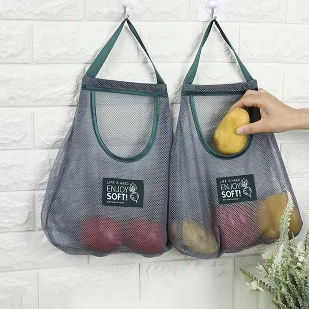 1pc-Reusable Storage Bags Kitchen Hanging Mesh Bag Home Fruit And Vegetable Storage Net Bag For Ginger Garlic Potatoes Onions